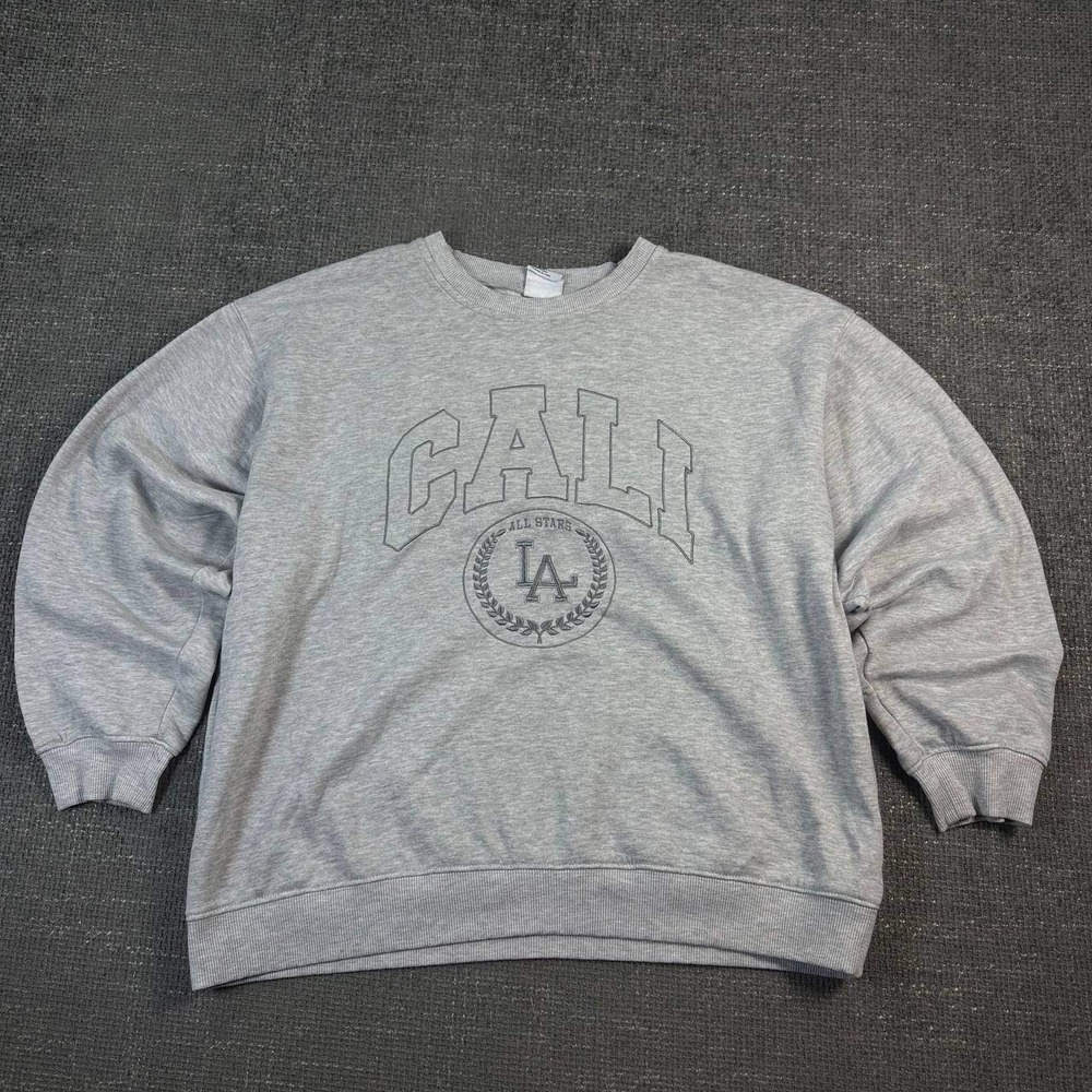Streetwear Society Cali LA Sweatshirt Large Gray Embroidered Crewneck